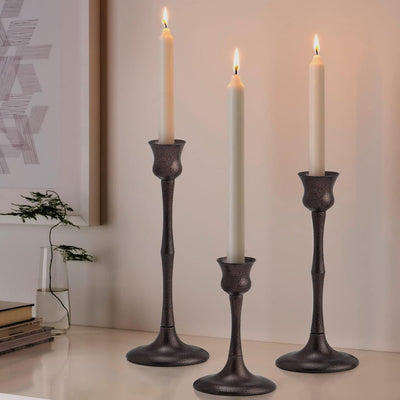 Set 3 portavelas metal para candelabros chimenea decoración