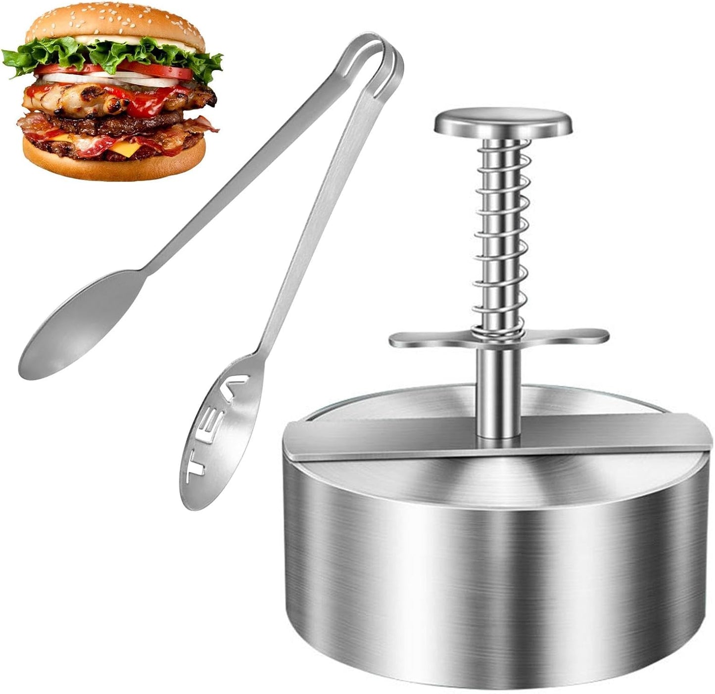Prensa hamburguesa acero inox 4.5pulg molde antiadherente
