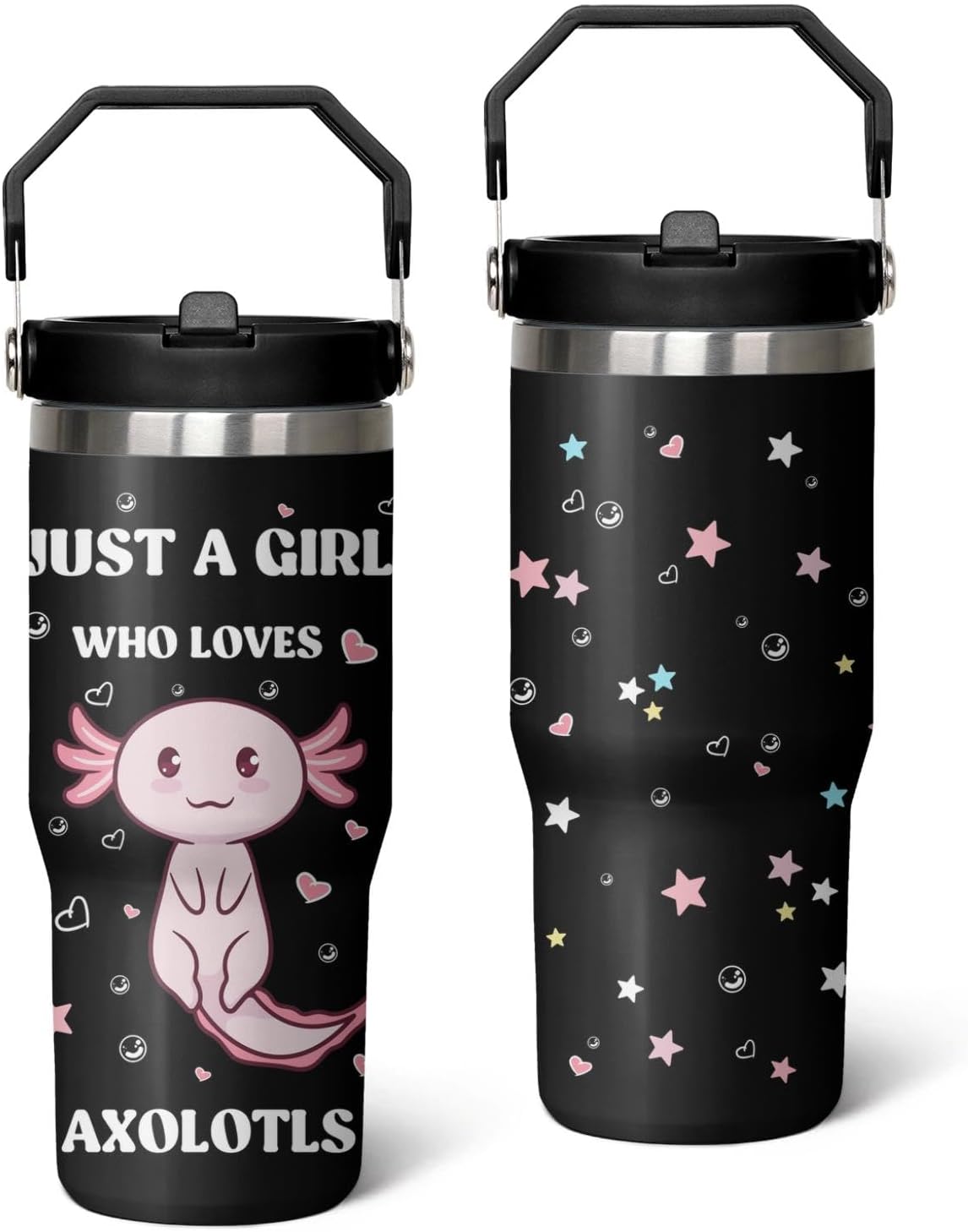 Vaso acero inox 30oz con asa tapa pajita regalo