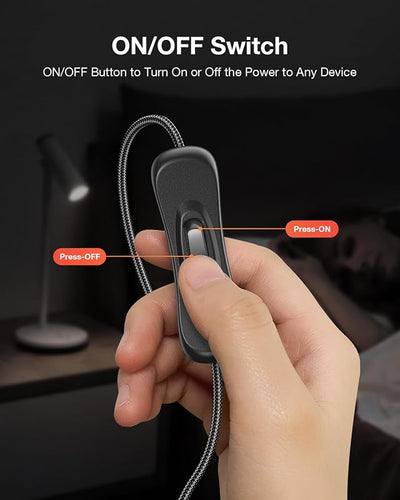 Cable extensión USB con interruptor para tiras LED 3.3pies