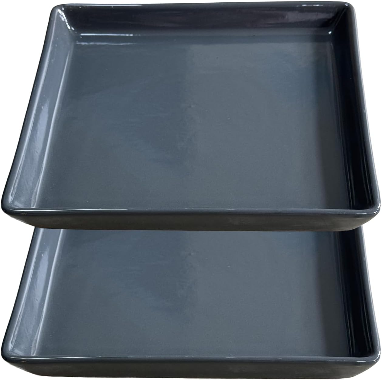 Platillo cuadrado 4" set 2 bandejas cerámica gris