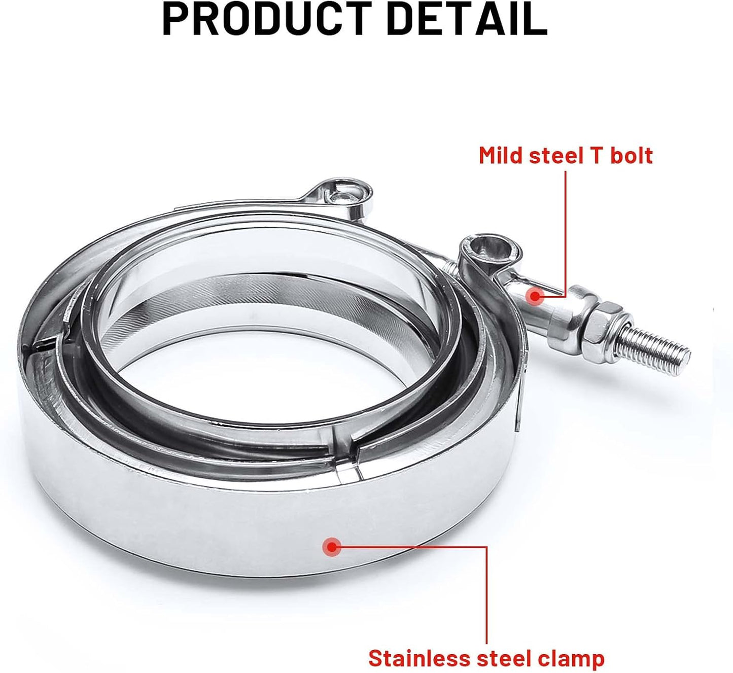 Abrazadera V acero inox 2.5" bridas suave tubo escape Ford
