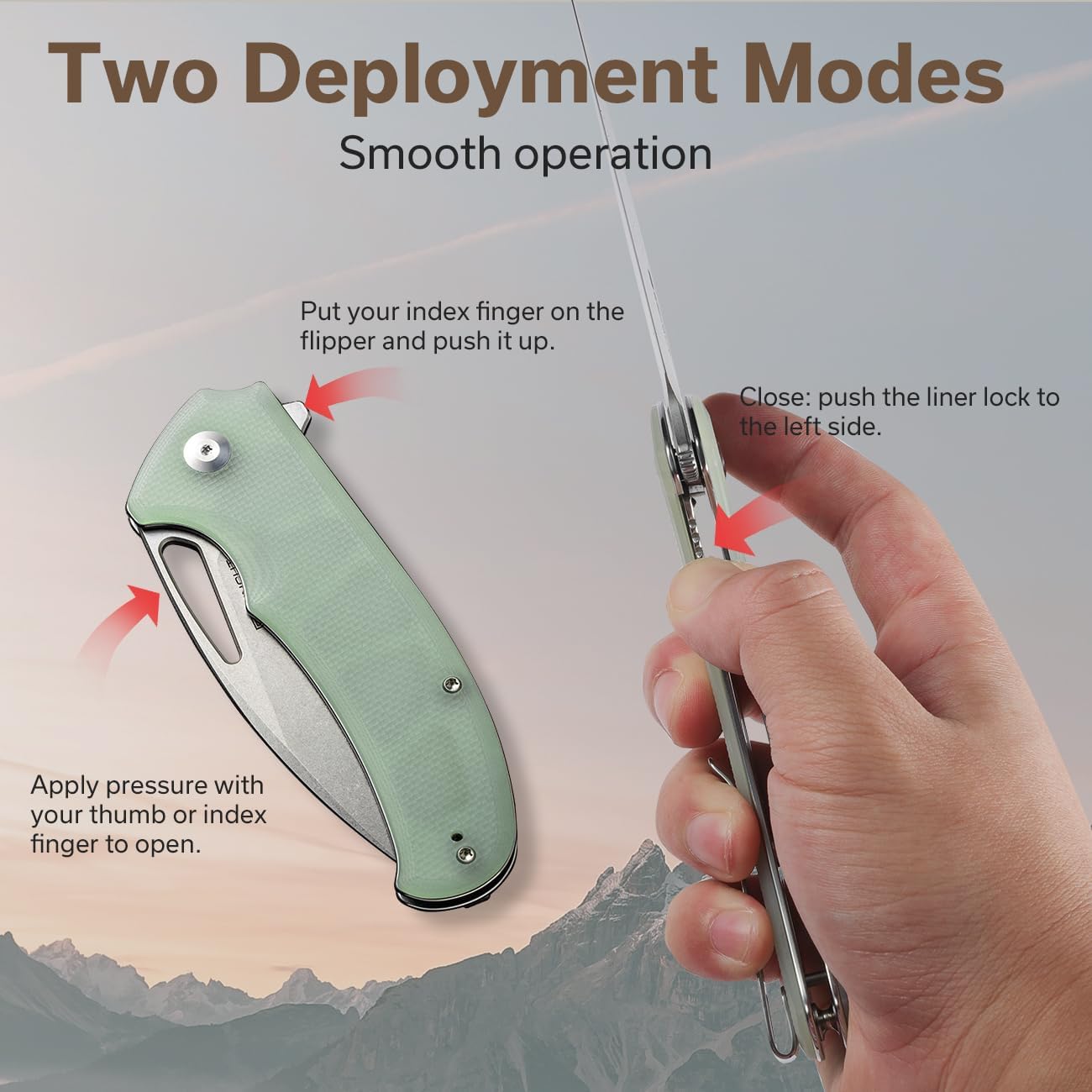 Cuchillo EDC plegable hoja 3.7pulg mango G10 camping