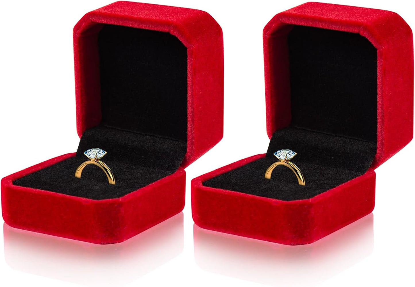 Caja terciopelo 2 Pzas anillo pendientes regalo rojo vino