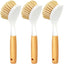 Set 3 Cepillos Platos Mango Bambú Cerdas Medianas Amarillo