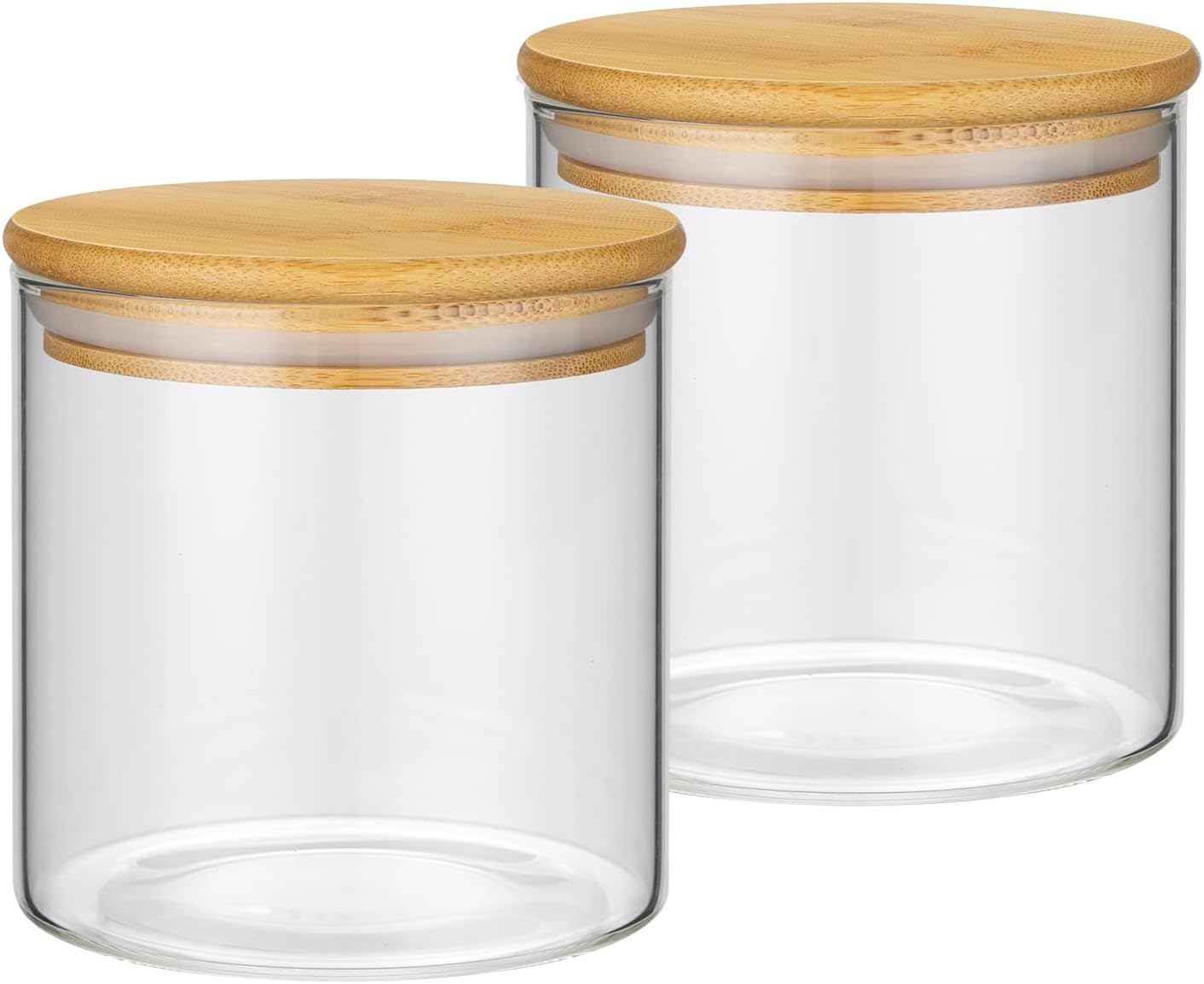 2 Pzas Frascos Vidrio 18oz Tapas Herméticas Bambú