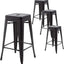4 Taburetes Bar Metal Altura 24" Industriales Apilables