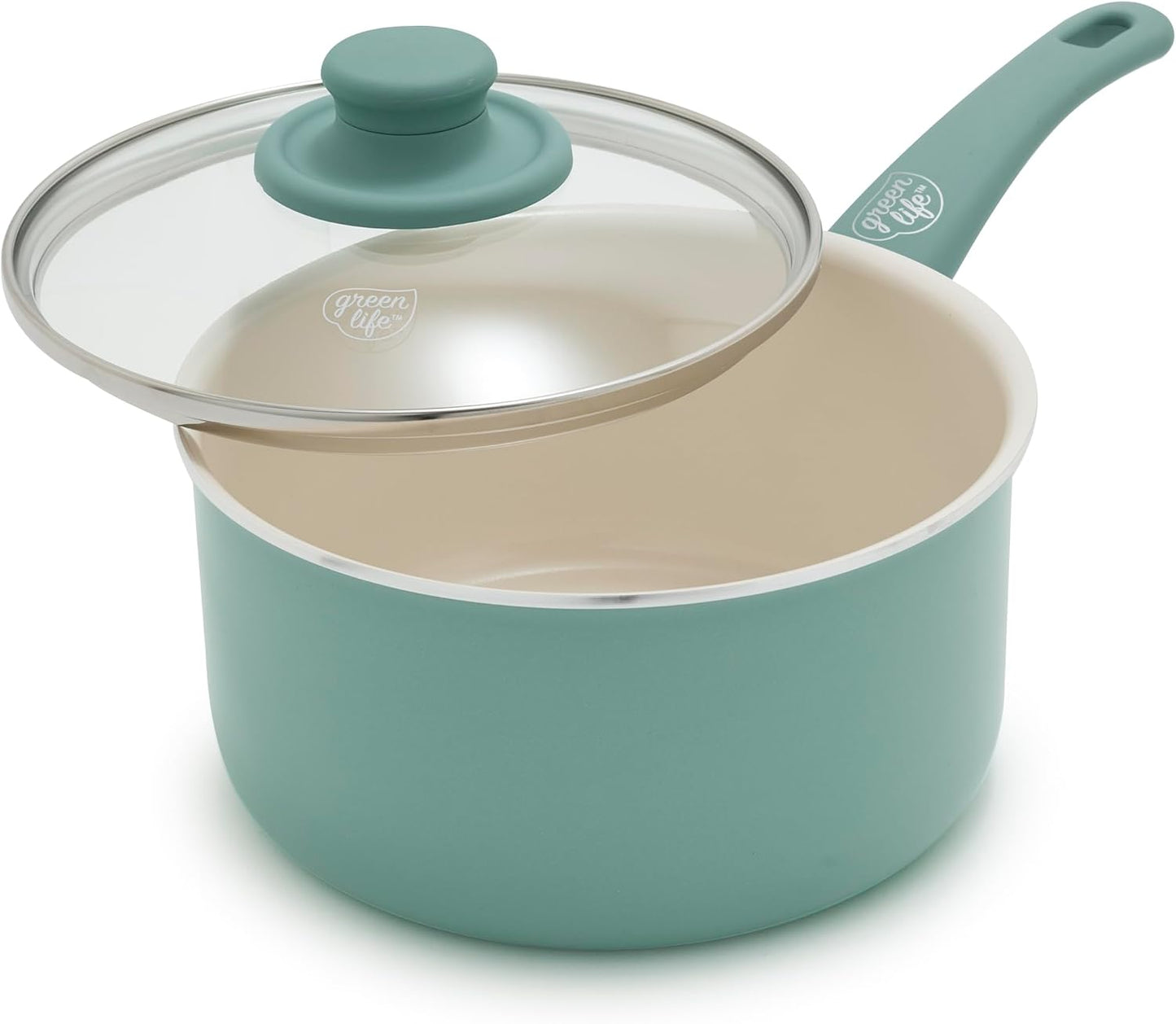 Cacerola vidrio tapa cerámica 2.5qt sin PFAS turquesa