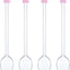 4 Cucharas Vidrio Reutilizables Lazo Rosa Decoración Boda
