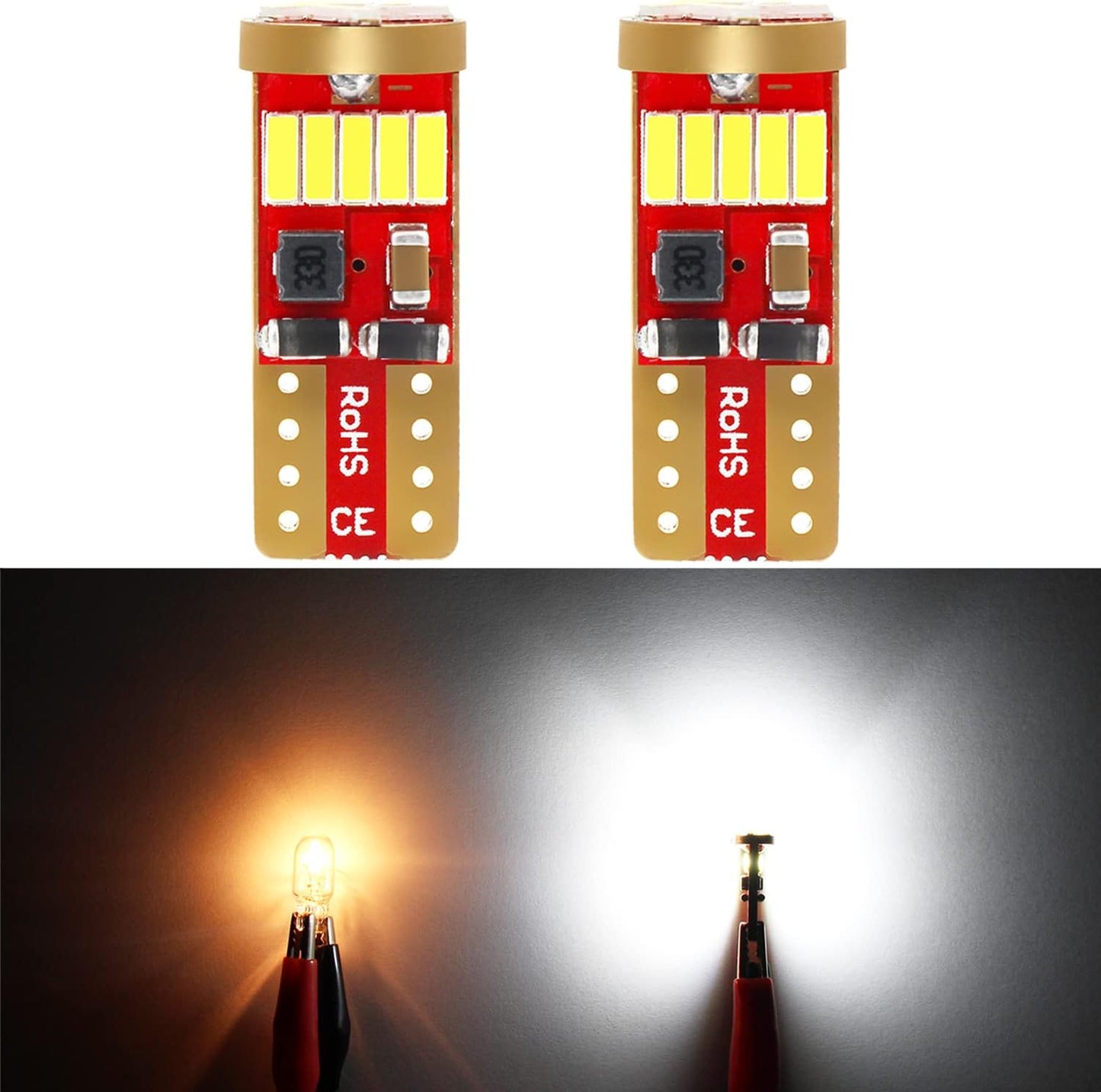 Bombilla LED W5W T10 500lm 6000K para interior auto paquete 2
