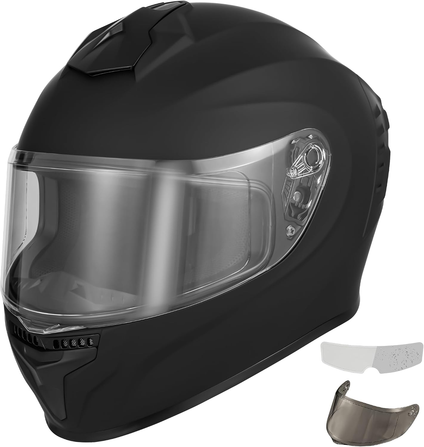 Casco moto calle con 2 viseras anti-vaho DOT negro fibra