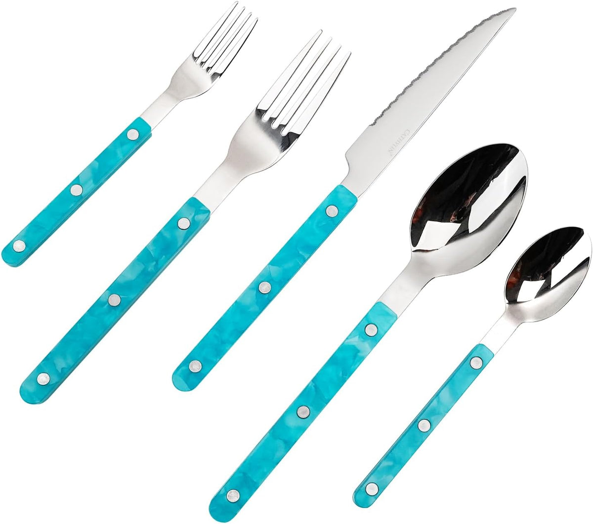 Set 20 Pzas Cubiertos Acero Inox 18/10 con Mango Resina