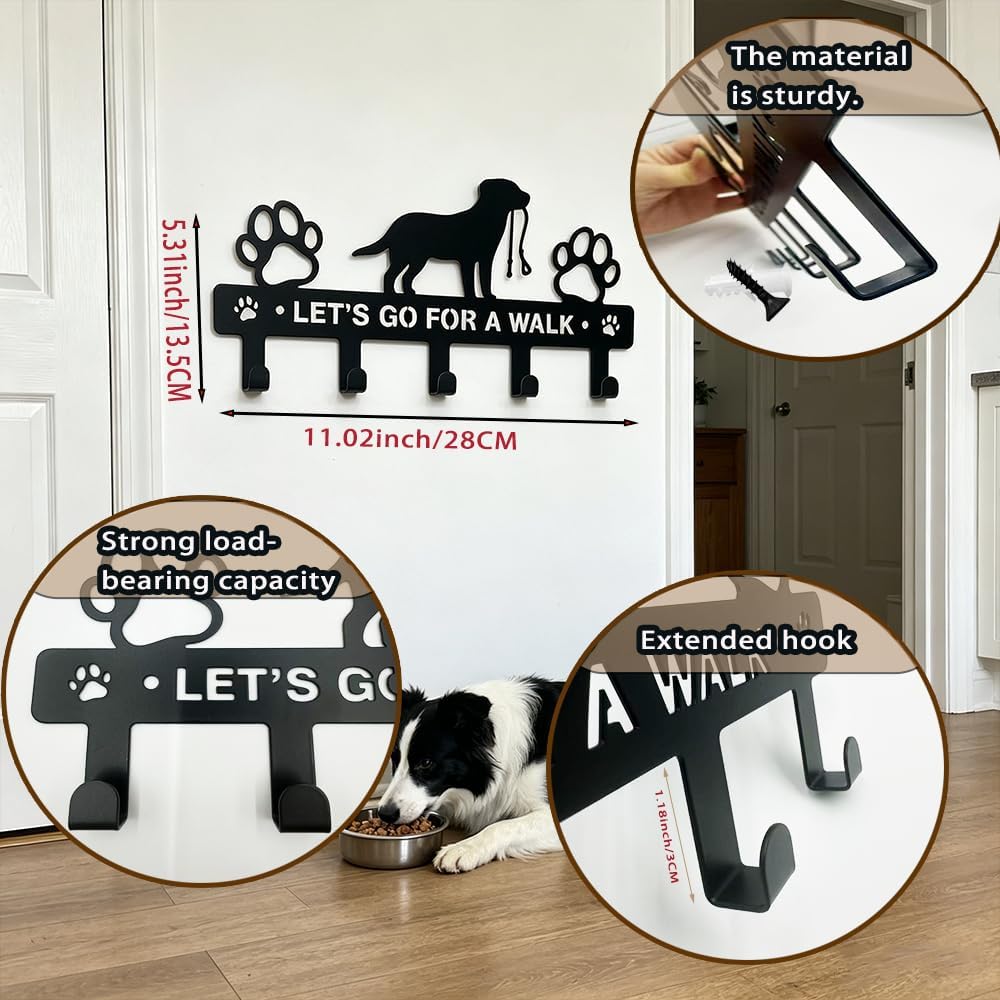 Soporte correa perro 5 ganchos metal para llaves