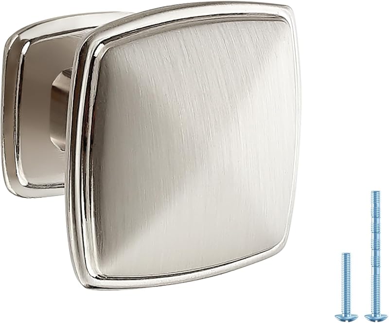 25 Pomos Cuadrados Níquel Cepillado para Gabinete Cocina