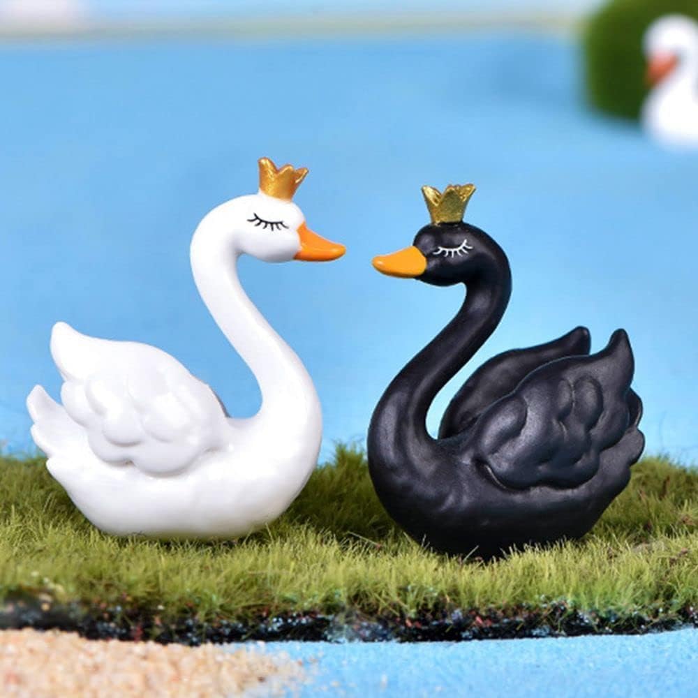 Figura cisne plástico decoración casa muñecas jardín hadas