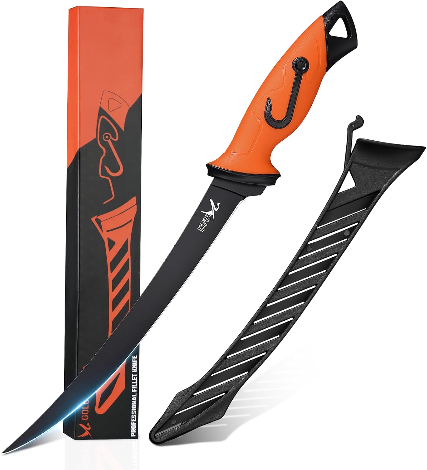 Cuchillo filete pescado 9pulg acero asa antiderrap con funda