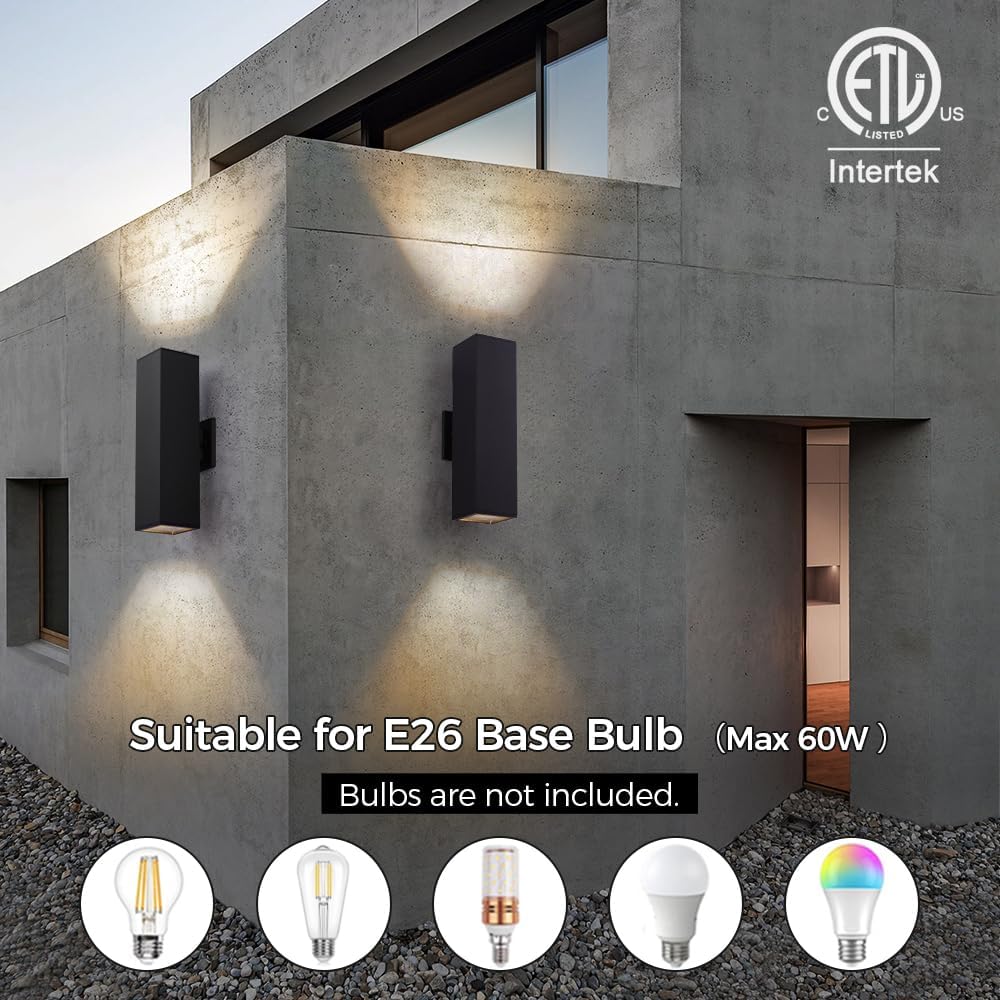 2 Lámparas pared aluminio exterior 15pulg enchufes E26