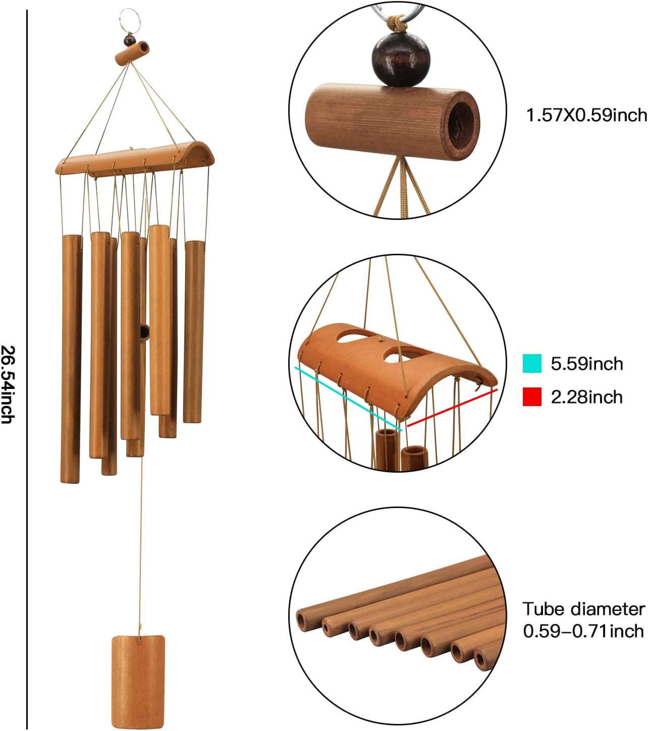 Campanillas de viento bambú sonidos naturales decoración