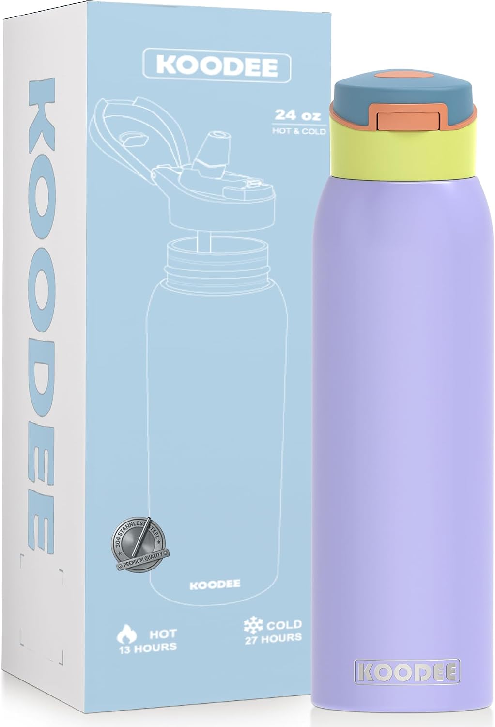 Botella agua acero inox 24oz popote suave termo vacío