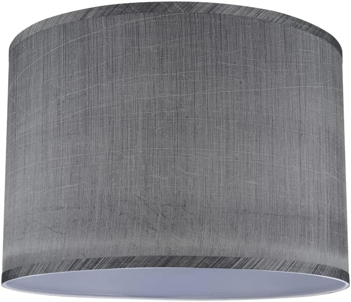 Pantalla lámpara araña forma tambor 16pulg gris y negro