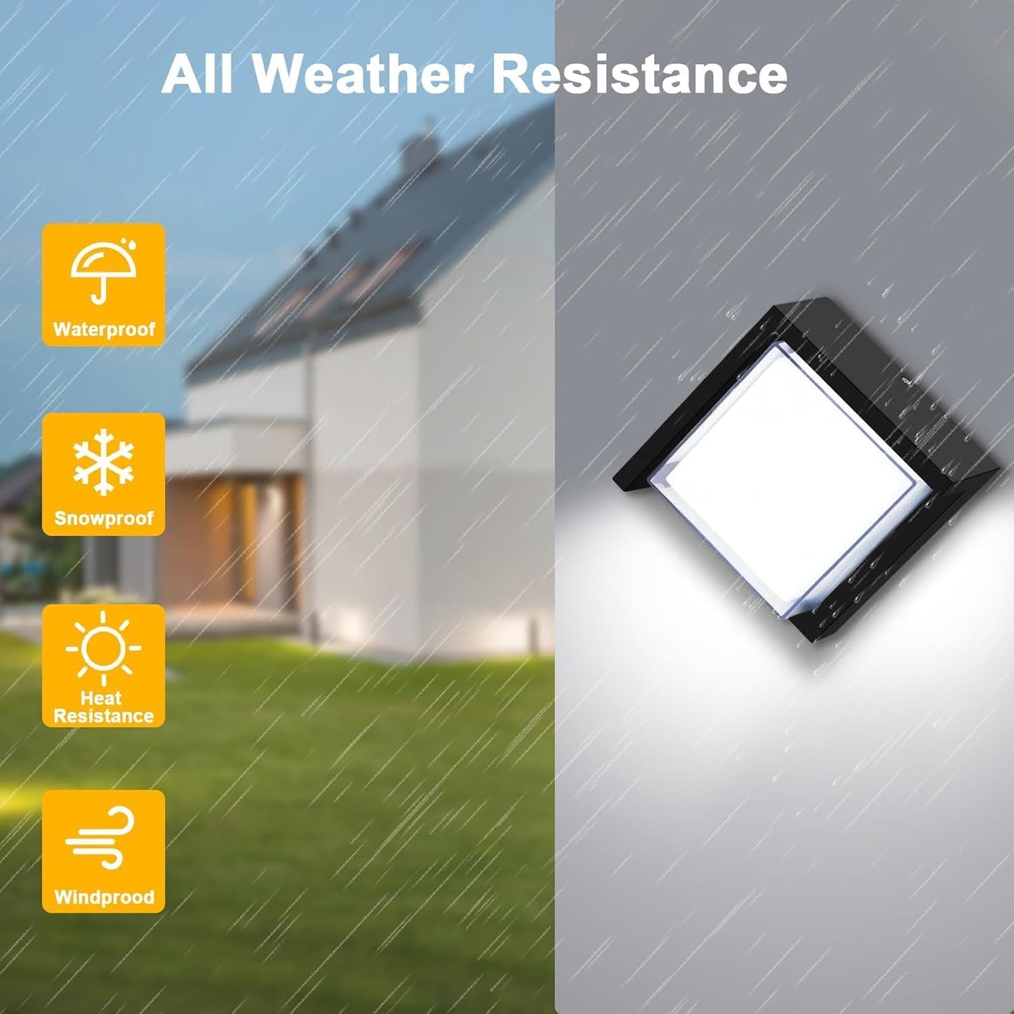 Luz pared exterior LED 12W 6000K cuadrado negro resistente agua