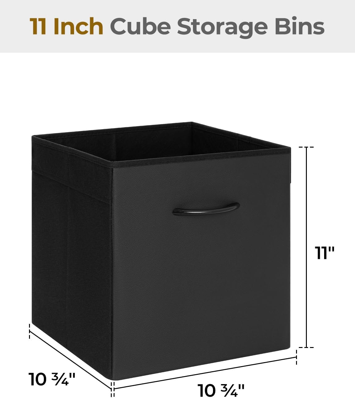 Cubos almacenamiento negro cuero 11" asa plegables set 4