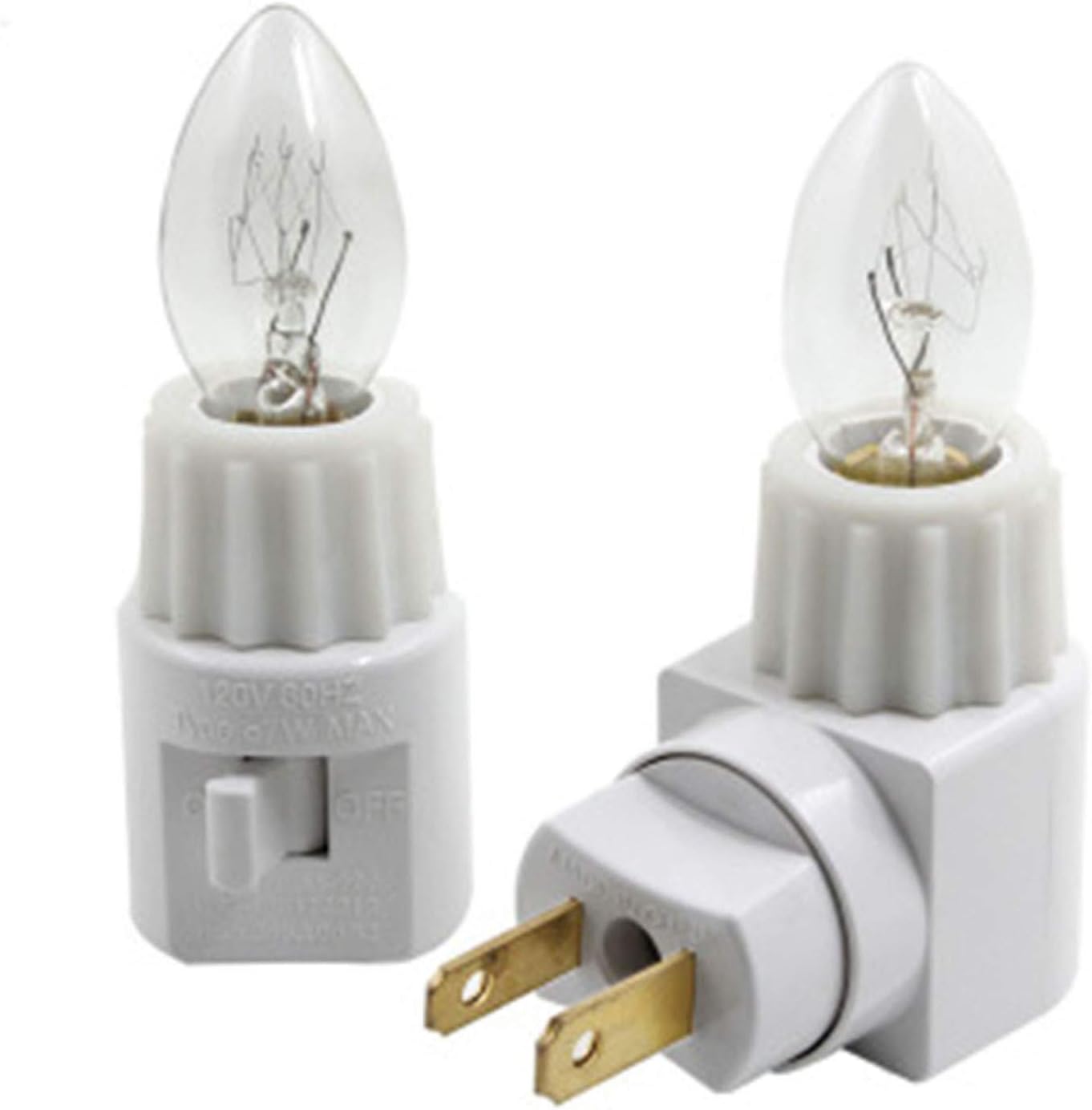 Luz nocturna enchufable giratoria 360° con interruptor blanco