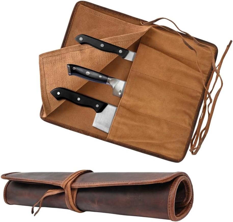 Bolsa cuero cuchillos chef profesional duradera portátil