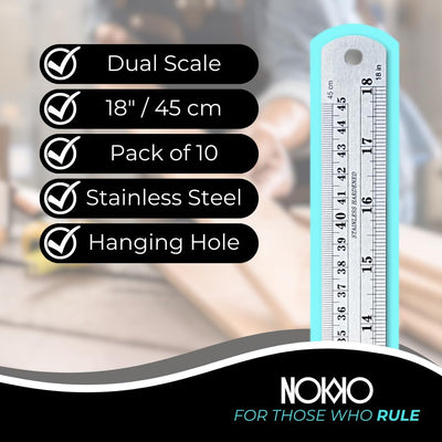 Regla acero inox 18pulg set 10 reglas métricas e imperiales