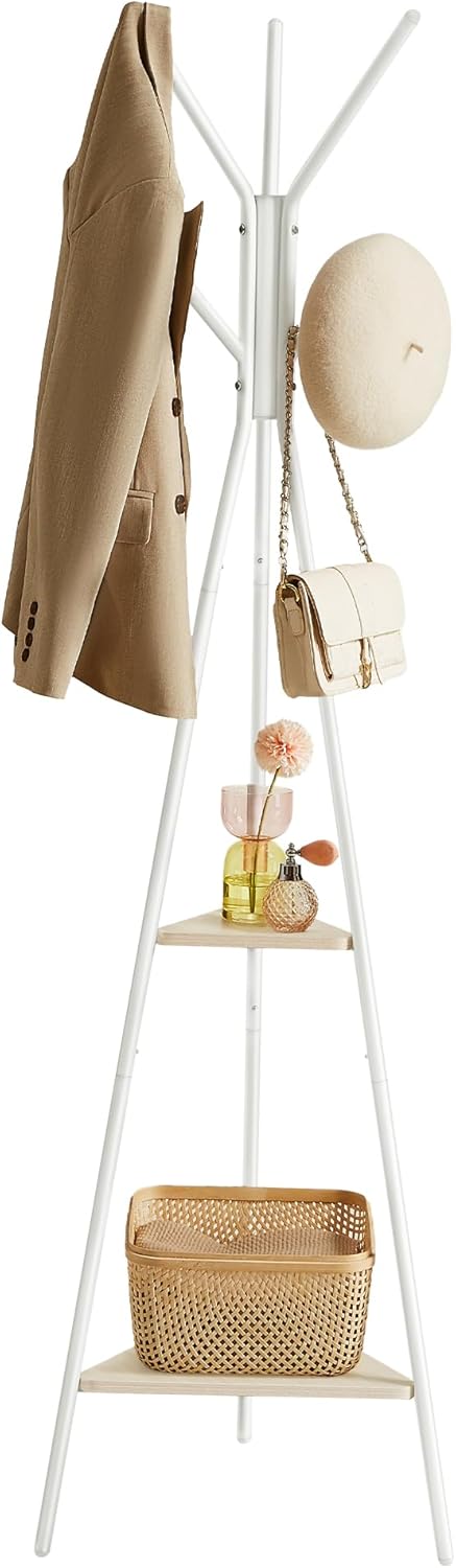 Perchero industrial 2 estantes beige y blanco