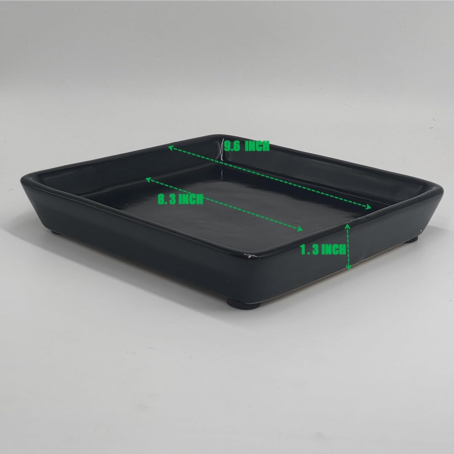 Platillo cuadrado para plantas 10" set 2 cerámica negro