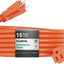 Cable extensión 15pies impermeable jardín hogar naranja