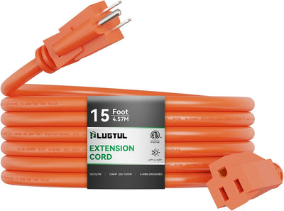 Cable extensión 15pies impermeable jardín hogar naranja