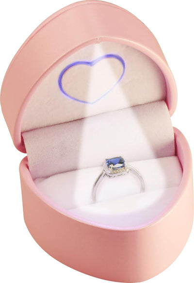 Caja regalo joyería corazón con luz LED rosa