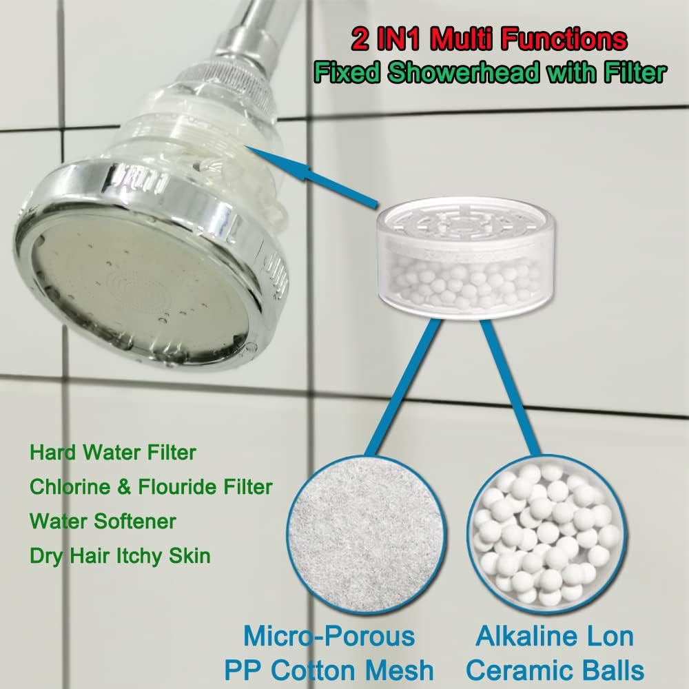 Cabezal ducha filtrado 2en1 purificador agua dura