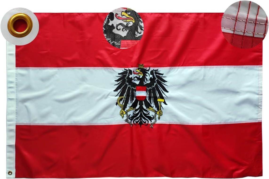Bandera Austria 2x3ft cosida con grommets latón