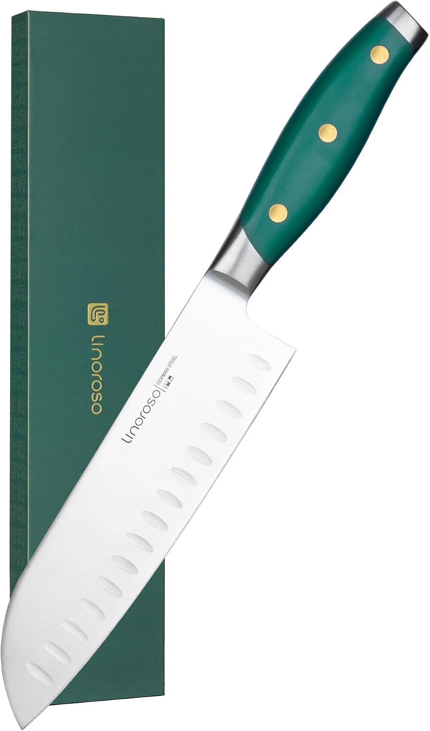 Cuchillo chef 7pulg acero inox alto carbono mango verde