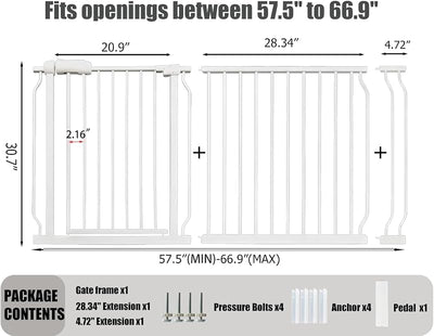 Puerta seguridad bebé paso escaleras metal blanco 62-67"