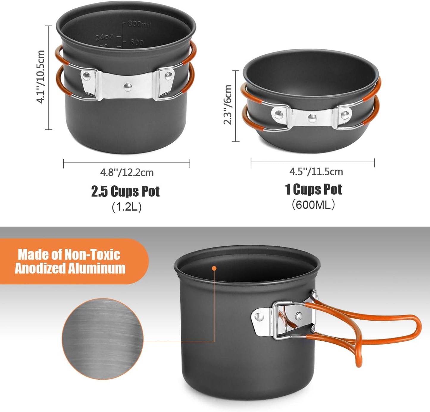 Set 8 utensilios cocina acampar con taza acero inox
