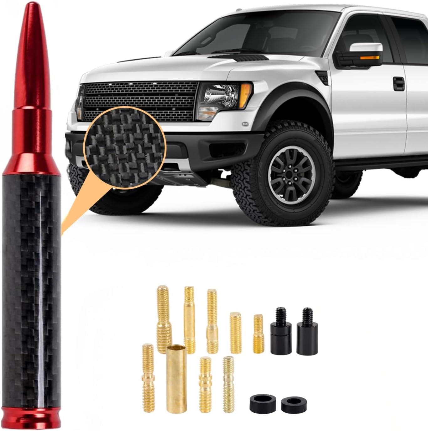 Antena tipo bala fibra carbono 50 comp GMC Sierra Chevy