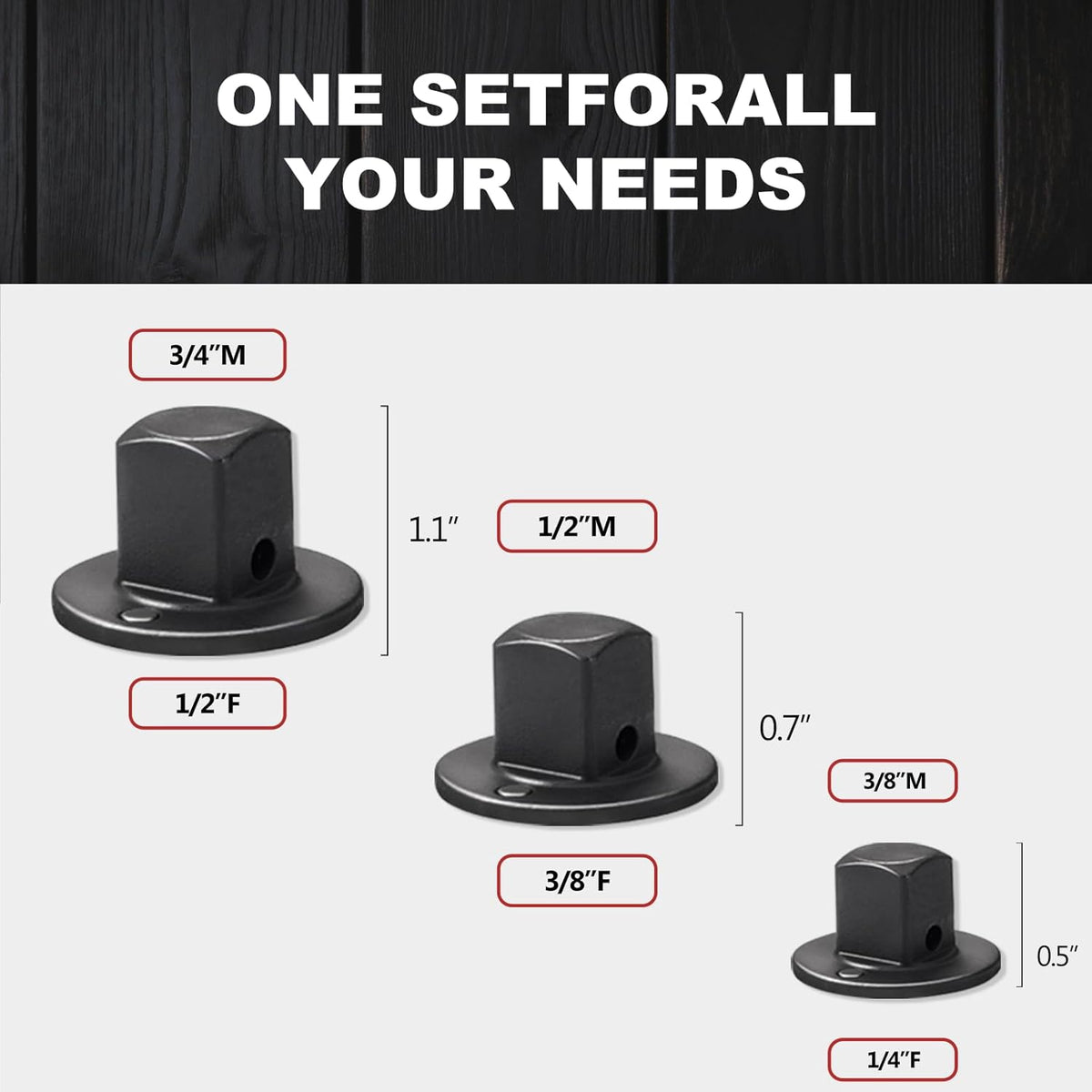Set 3 Adaptadores Enchufe Acero CR-MO 3/4-1/2