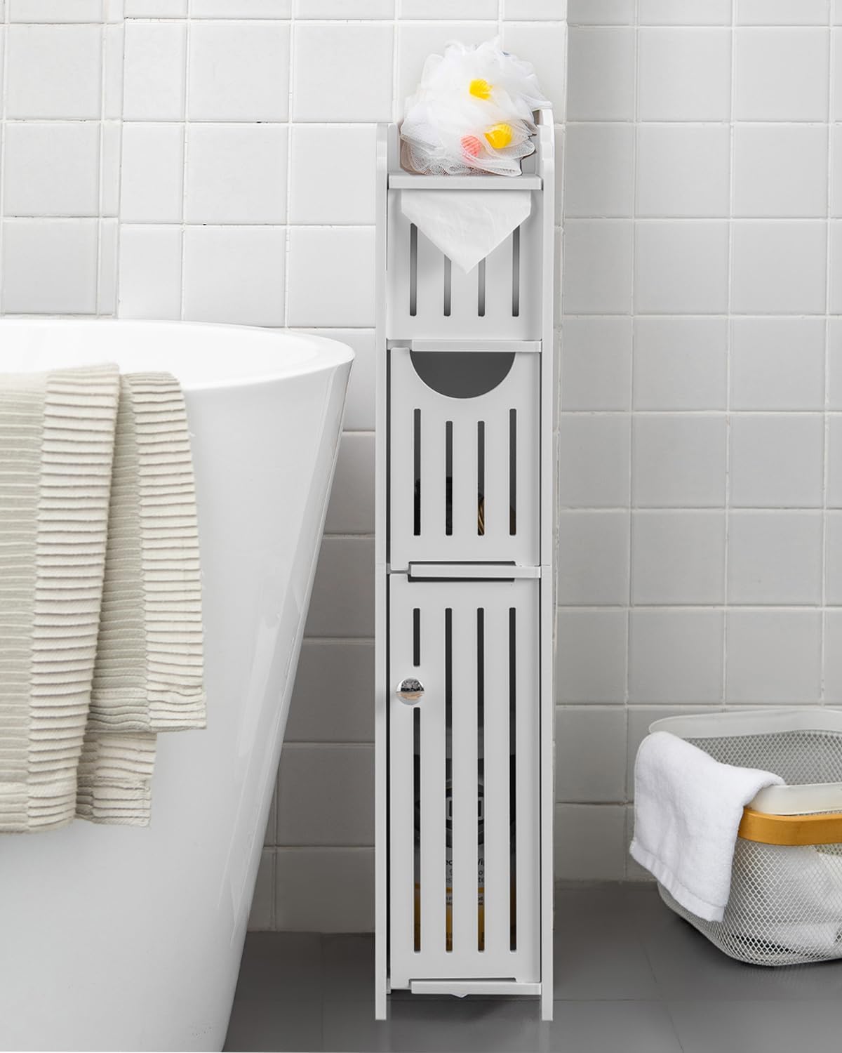 Gabinete baño pequeño soporte papel higiénico Mega Roll