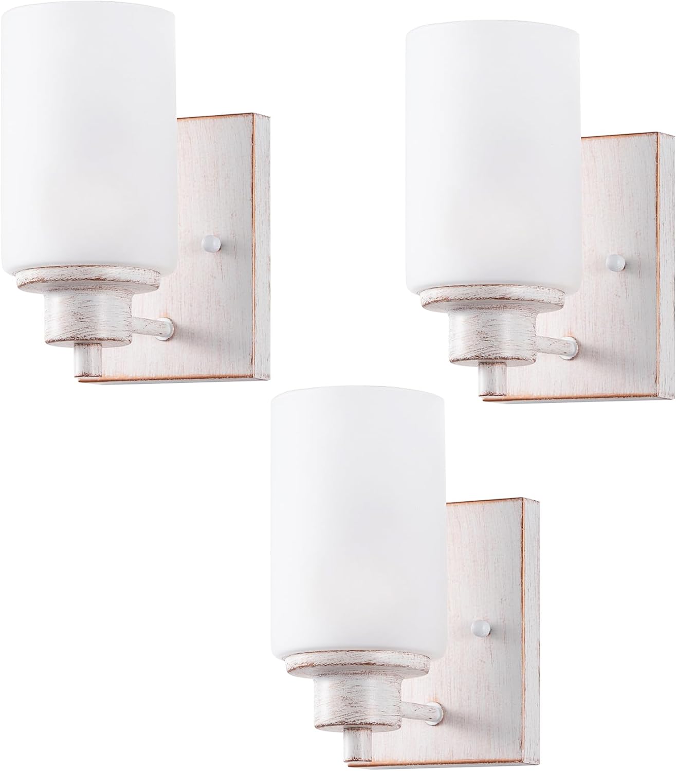 3 Luminarias Tocador Baño Apliques Pared Vidrio Blanco