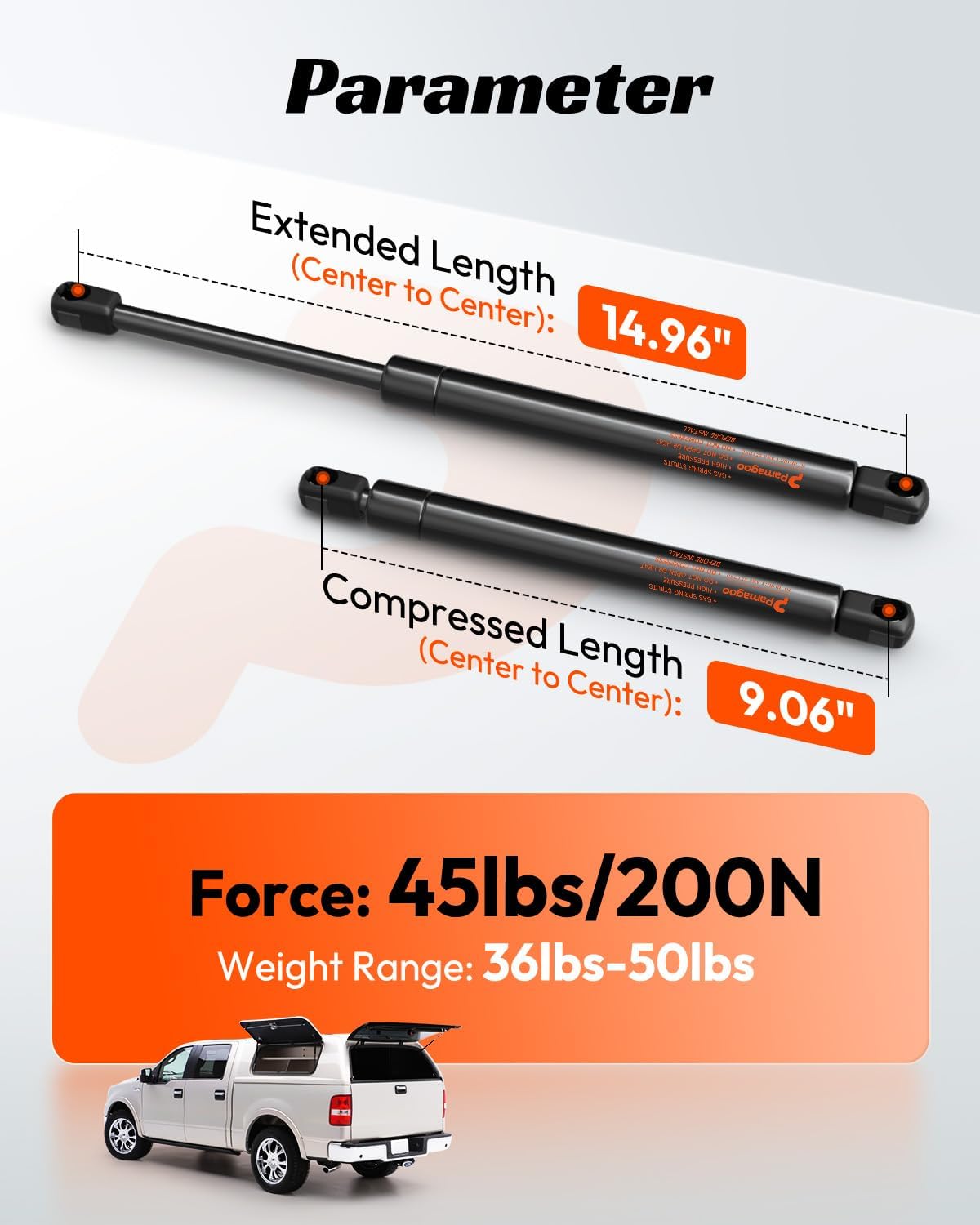 Amortiguadores gas 15" 45lb para Leer A.R.E Snogtop