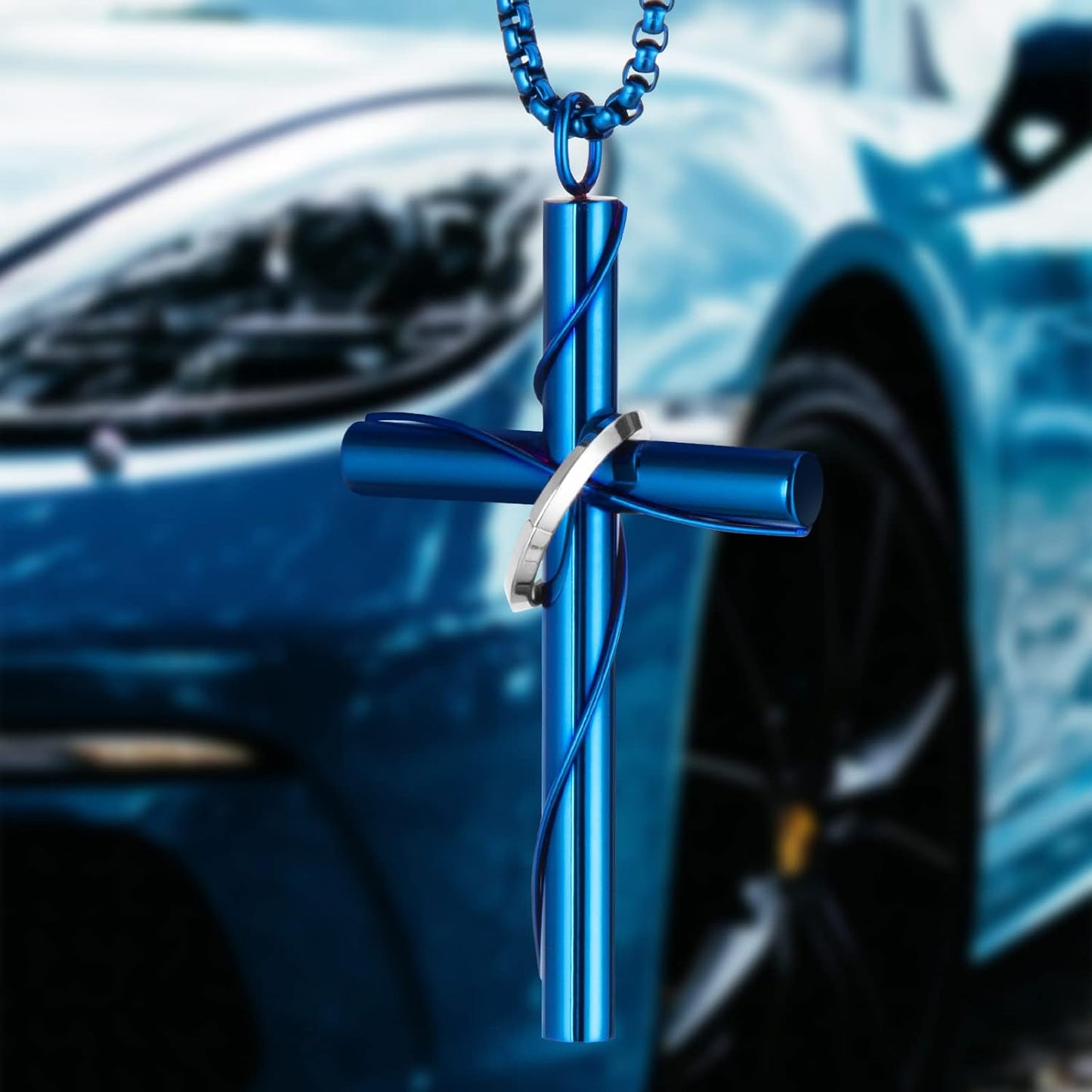 Collar cruz para espejo coche adorno religioso