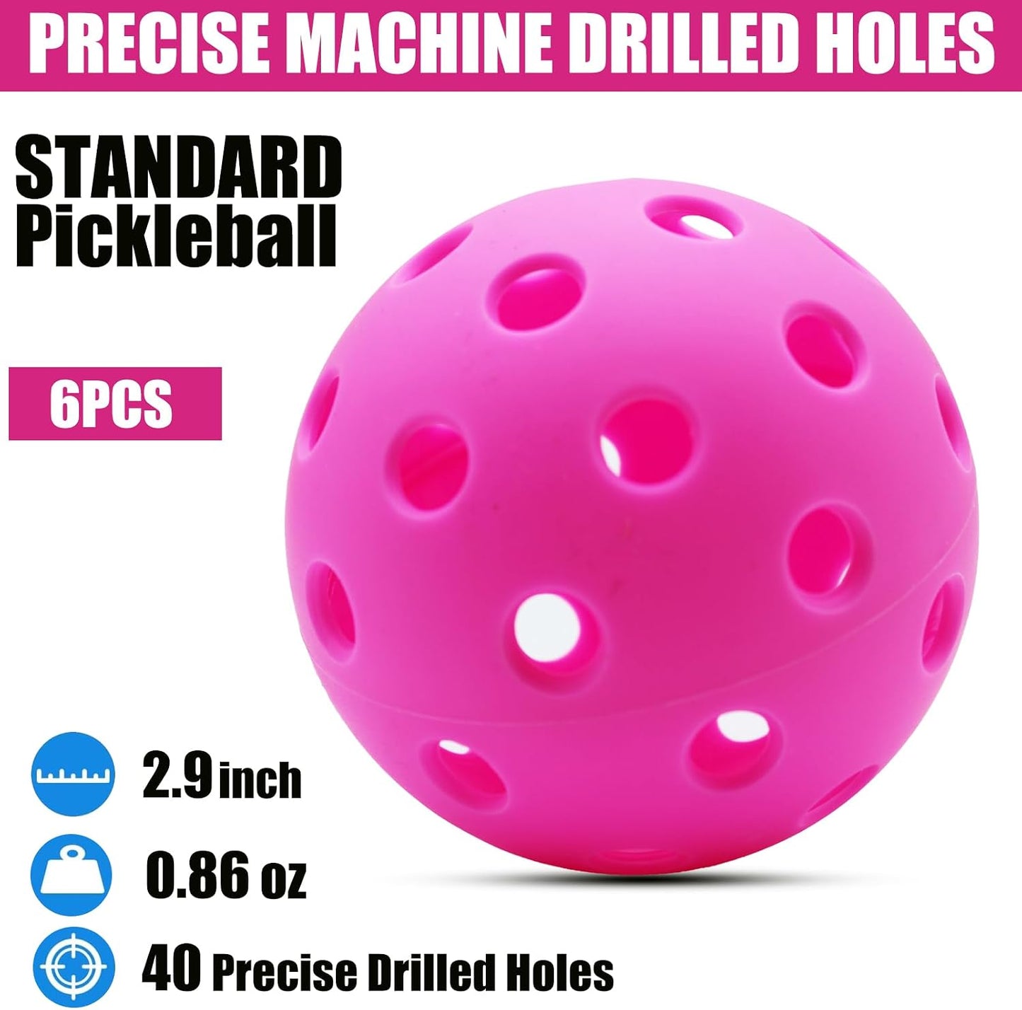 Pelotas Pickleball 40 Agujeros Elásticas Duras para Paddles