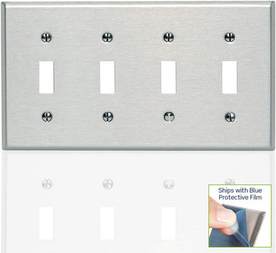 Placa pared interruptor palanca 4 segmentos acero inox