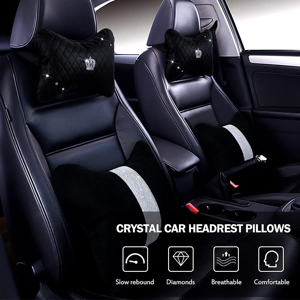 2 Pzas Almohada Cuello Coche Sintética Negro