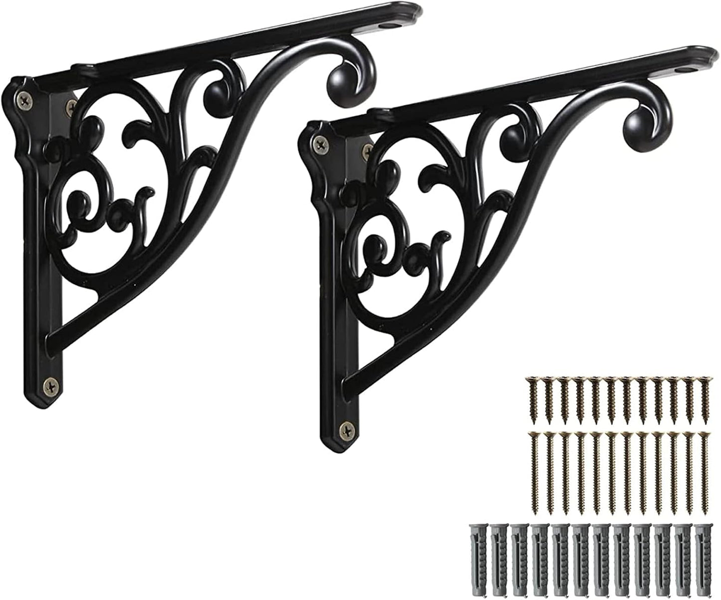 2 Soportes Metal Estantería Negro Decorativo Resistente