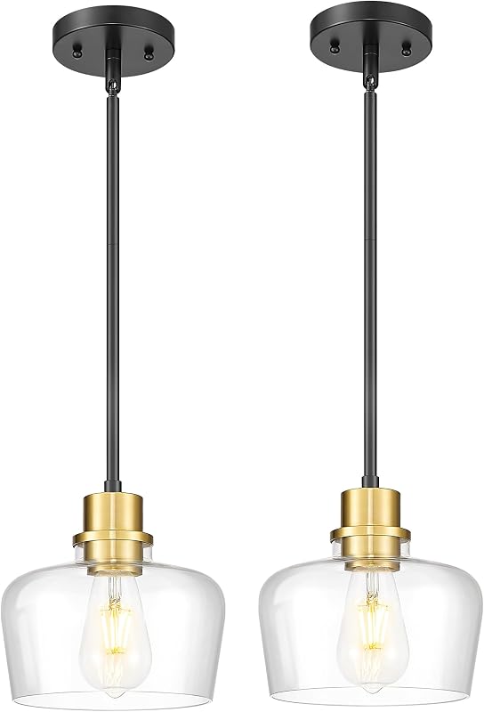 2 Pack Luces Colgantes Vidrio Transparente 20cm Estilo